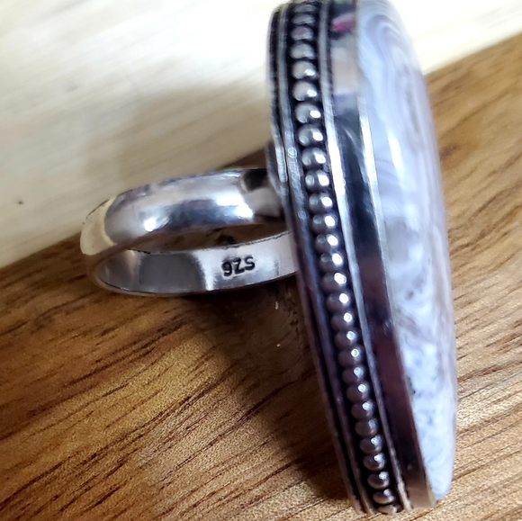 New Crazy Lace Agate 925 Silver Ring. - Picture 8 of 8